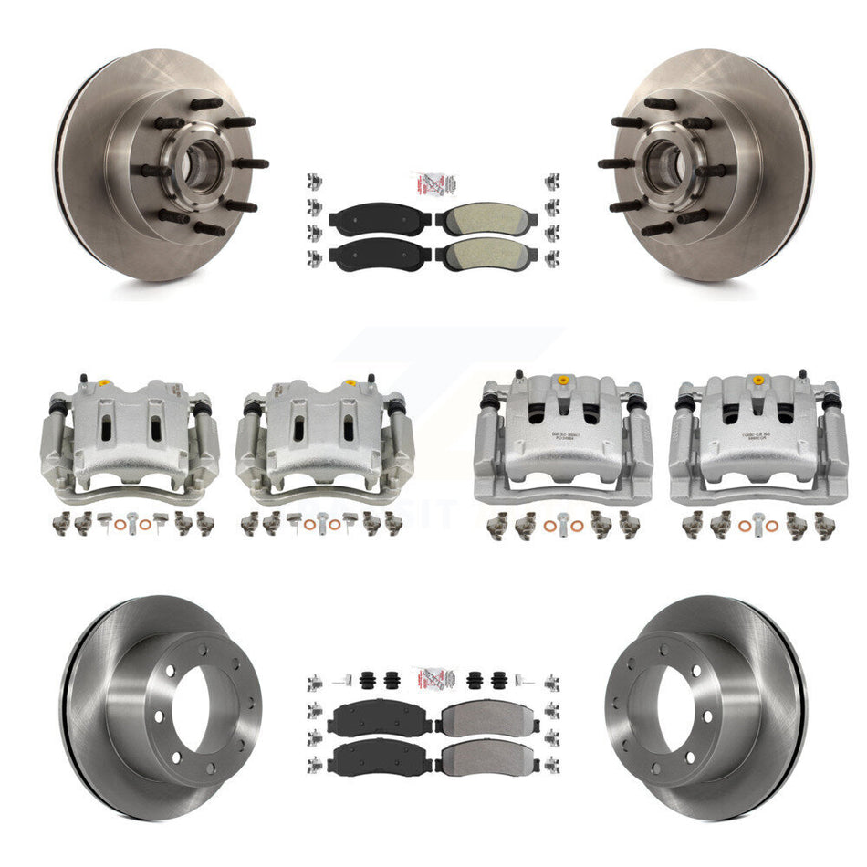 Front Rear Brake Caliper Rotors & Semi-Metallic Pad Kit (10Pc) For Ford F-250 Super Duty KC8-103176N