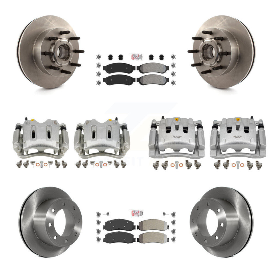 Front Rear Brake Caliper Rotors & Semi-Metallic Pad Kit (10Pc) For Ford F-250 Super Duty KC8-103177N