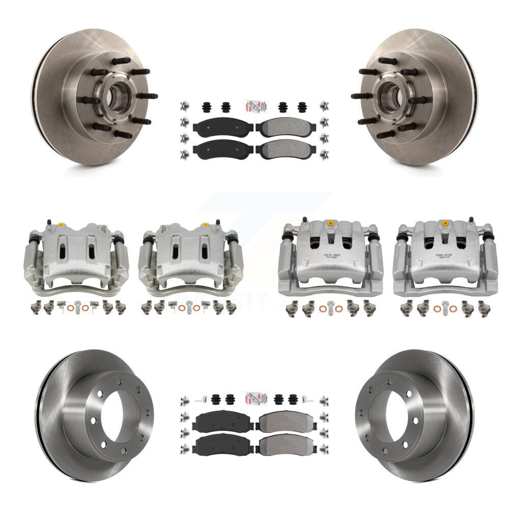 Front Rear Brake Caliper Rotors & Semi-Metallic Pad Kit (10Pc) For Ford F-250 Super Duty KC8-103178N
