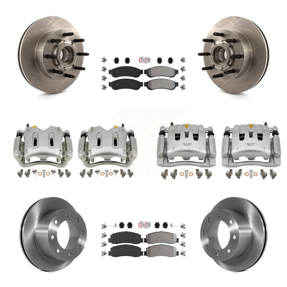 Front Rear Brake Caliper Rotors & Semi-Metallic Pad Kit (10Pc) For Ford F-250 Super Duty KC8-103178N
