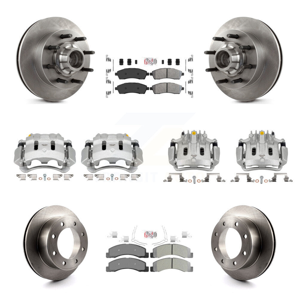Front Rear Brake Caliper Rotors & Semi-Metallic Pad Kit (10Pc) For Ford F-350 Super Duty KC8-103181N
