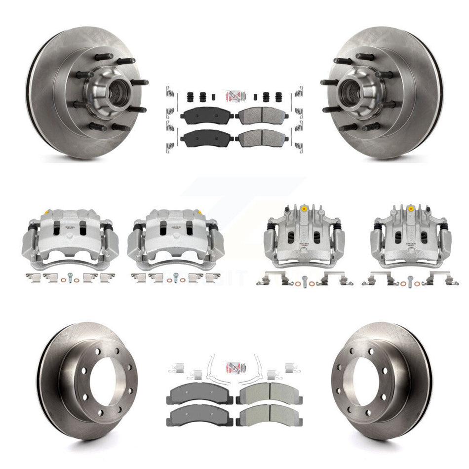 Front Rear Brake Caliper Rotors & Semi-Metallic Pad Kit (10Pc) For Ford F-350 Super Duty KC8-103181N
