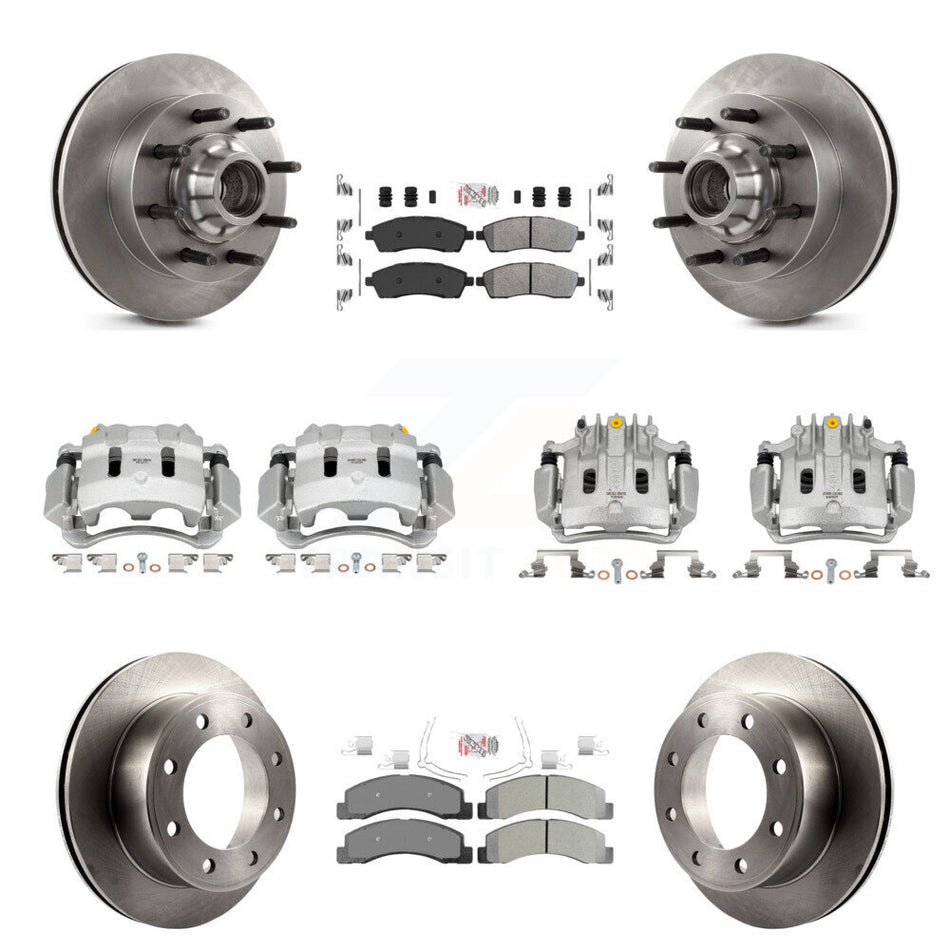Front Rear Brake Caliper Rotors & Semi-Metallic Pad Kit (10Pc) For Ford F-350 Super Duty KC8-103181N