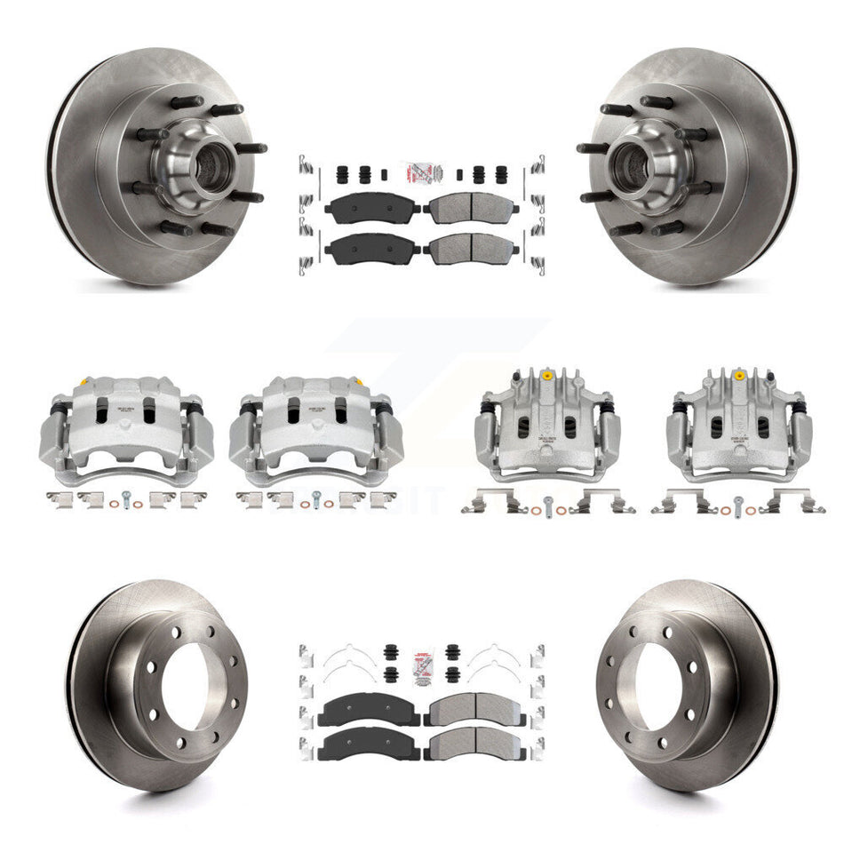 Front Rear Brake Caliper Rotors & Semi-Metallic Pad Kit (10Pc) For Ford F-350 Super Duty KC8-103182N