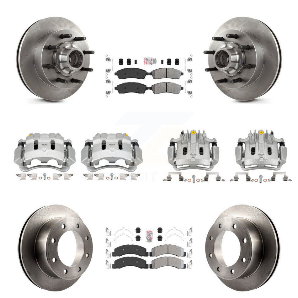 Front Rear Brake Caliper Rotors & Semi-Metallic Pad Kit (10Pc) For Ford F-350 Super Duty KC8-103182N