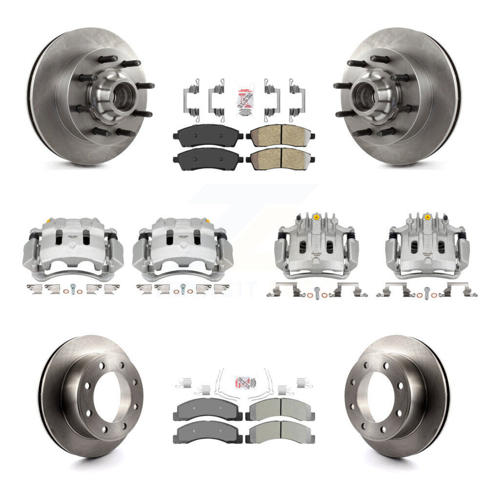 Front Rear Brake Caliper Rotors & Semi-Metallic Pad Kit (10Pc) For Ford F-350 Super Duty KC8-103183N