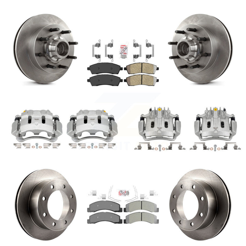Front Rear Brake Caliper Rotors & Semi-Metallic Pad Kit (10Pc) For Ford F-350 Super Duty KC8-103183N