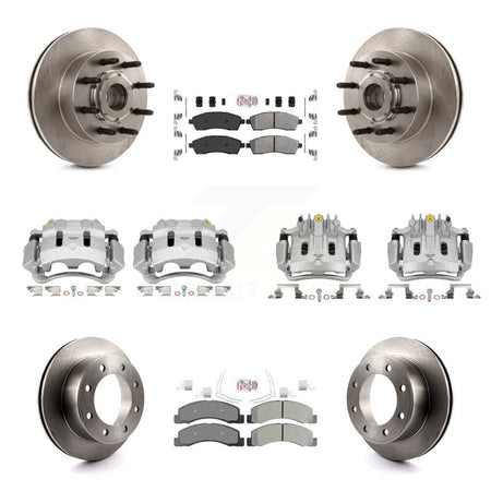 Front Rear Brake Caliper Rotors Semi-Metallic Pad Kit (10Pc) For 2005 Ford Excursion RWD KC8-103185N