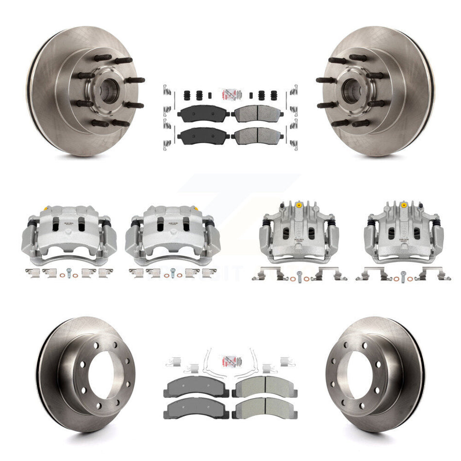 Front Rear Brake Caliper Rotors Semi-Metallic Pad Kit (10Pc) For 2005 Ford Excursion RWD KC8-103185N
