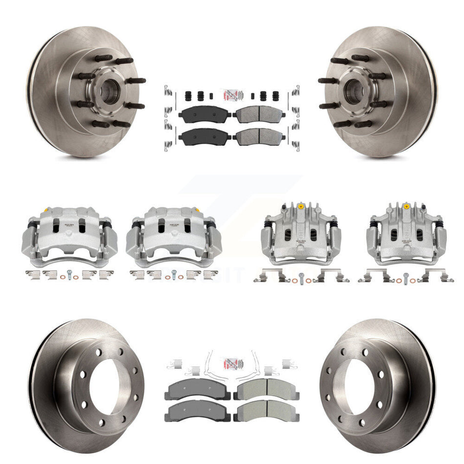 Front Rear Brake Caliper Rotors Semi-Metallic Pad Kit (10Pc) For 2005 Ford Excursion RWD KC8-103185N