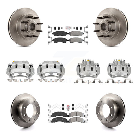 Front Rear Brake Caliper Rotors Semi-Metallic Pad Kit (10Pc) For 2005 Ford Excursion RWD KC8-103186N