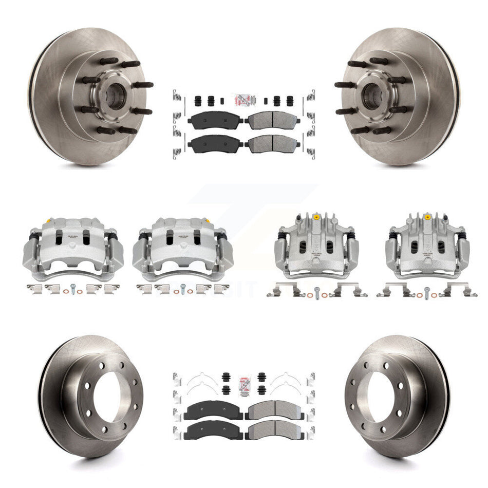 Front Rear Brake Caliper Rotors Semi-Metallic Pad Kit (10Pc) For 2005 Ford Excursion RWD KC8-103186N