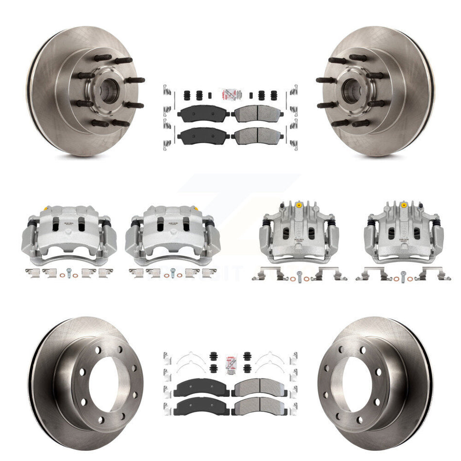 Front Rear Brake Caliper Rotors Semi-Metallic Pad Kit (10Pc) For 2005 Ford Excursion RWD KC8-103186N