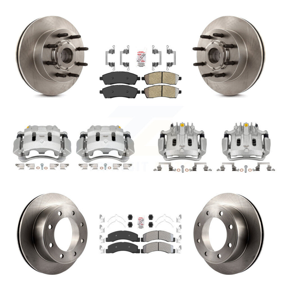 Front Rear Brake Caliper Rotors Semi-Metallic Pad Kit (10Pc) For 2005 Ford Excursion RWD KC8-103188N