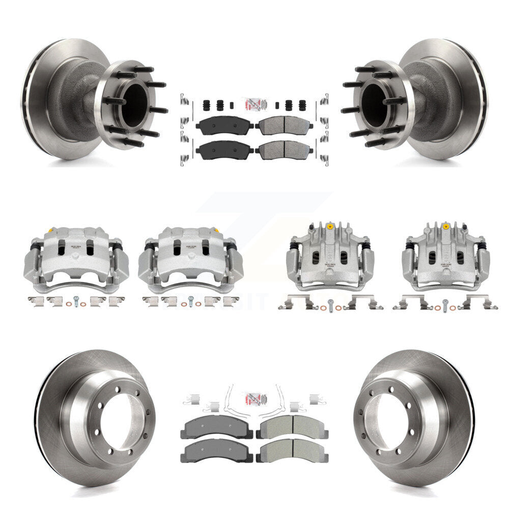 Front Rear Brake Caliper Rotors & Semi-Metallic Pad Kit (10Pc) For Ford F-350 Super Duty KC8-103189N