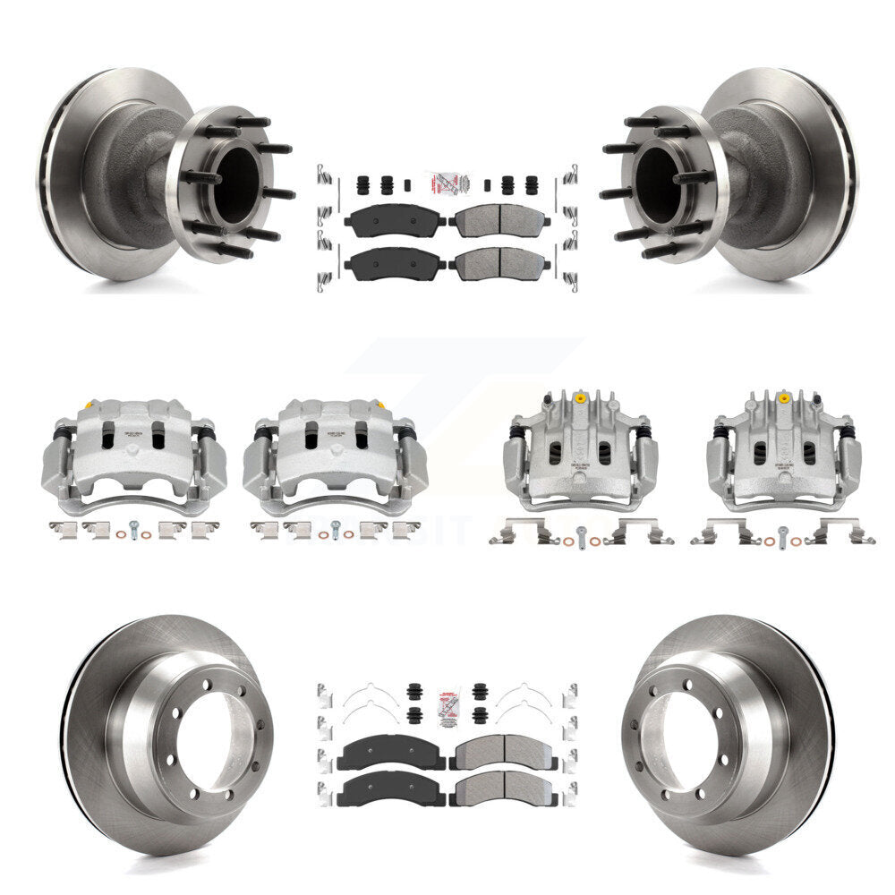 Front Rear Brake Caliper Rotors & Semi-Metallic Pad Kit (10Pc) For Ford F-350 Super Duty KC8-103190N