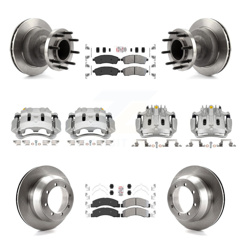 Front Rear Brake Caliper Rotors & Semi-Metallic Pad Kit (10Pc) For Ford F-350 Super Duty KC8-103190N