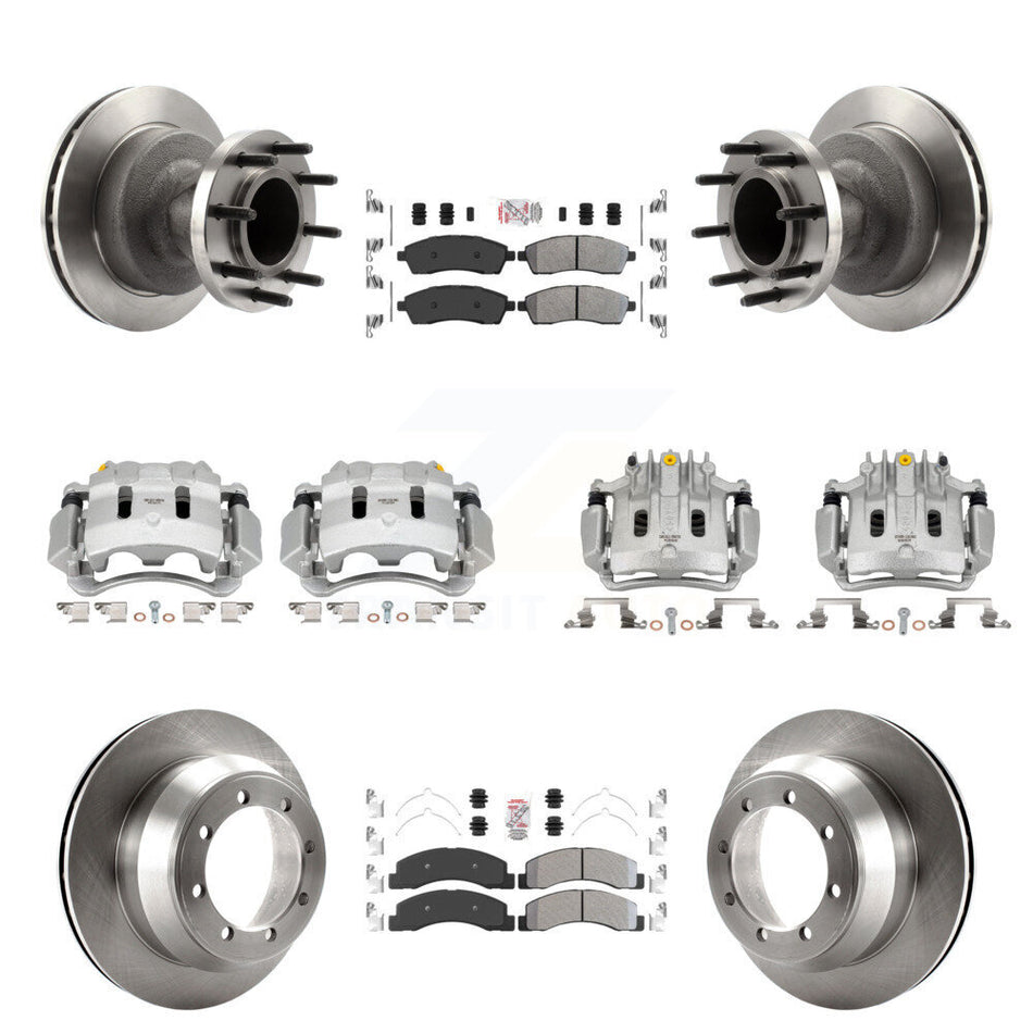 Front Rear Brake Caliper Rotors & Semi-Metallic Pad Kit (10Pc) For Ford F-350 Super Duty KC8-103190N