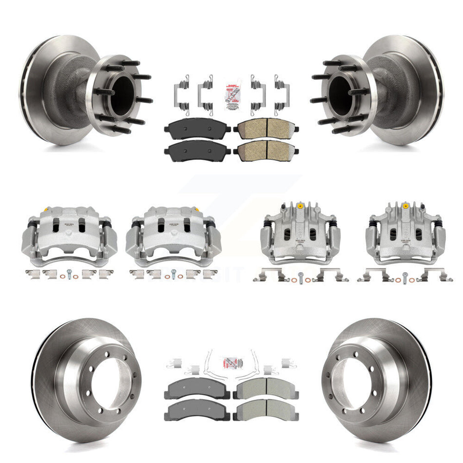Front Rear Brake Caliper Rotors & Semi-Metallic Pad Kit (10Pc) For Ford F-350 Super Duty KC8-103191N