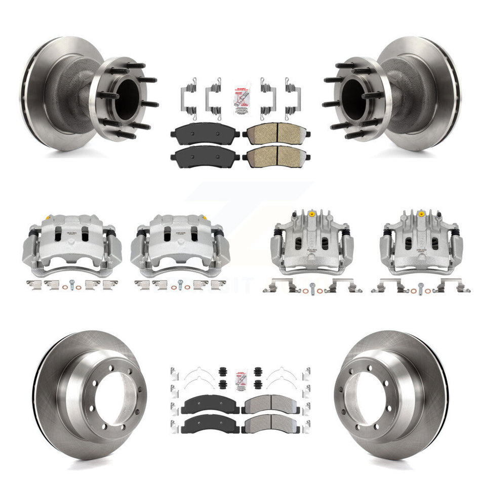 Front Rear Brake Caliper Rotors & Semi-Metallic Pad Kit (10Pc) For Ford F-350 Super Duty KC8-103192N