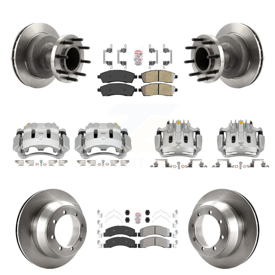 Front Rear Brake Caliper Rotors & Semi-Metallic Pad Kit (10Pc) For Ford F-350 Super Duty KC8-103192N