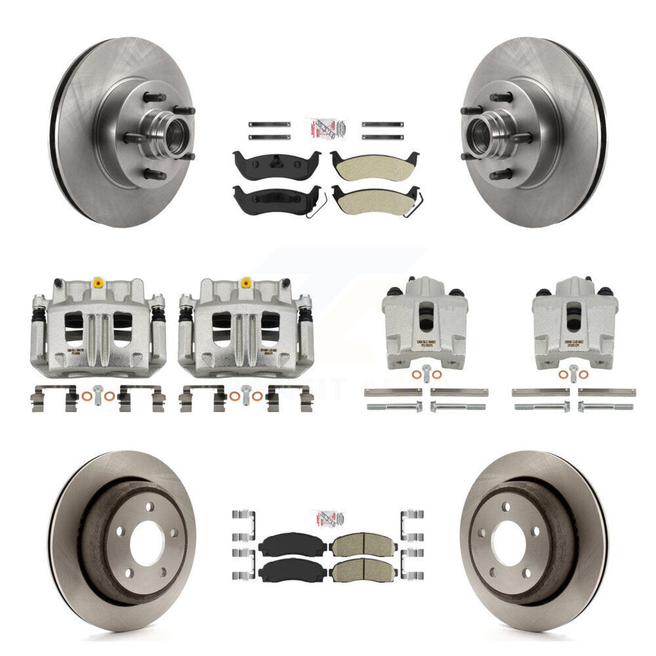 Front Rear Brake Caliper Rotors Ameribrakes Pad Kit (10Pc) For 2010-2011 Ford Ranger RWD KC8-103193N