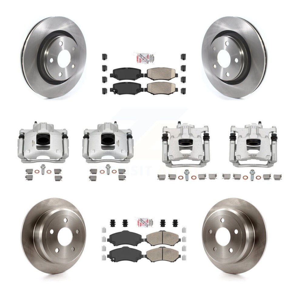 Front Rear Disc Brake Caliper Rotors And Ceramic Pads Kit (10Pc) For Jeep Wrangler KC8-103217N