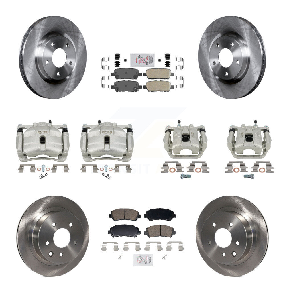 Front Rear Disc Brake Caliper Rotors And Ceramic Pads Kit (10Pc) For Nissan Rogue Select KC8-103297N