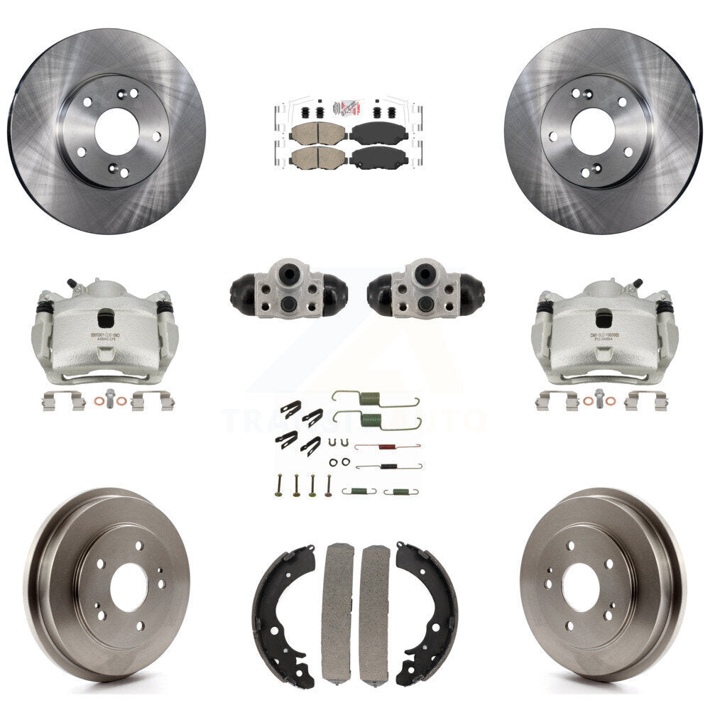 Front Rear Brake Caliper Rotors Drum Ceramic Pad Shoe Cylinder & Hardware Kit (11Pc) For KC8-103309N