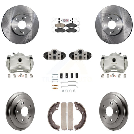 Front Rear Brake Caliper Rotors Drum Ceramic Pad Shoe Cylinder & Hardware Kit (11Pc) For KC8-103312N