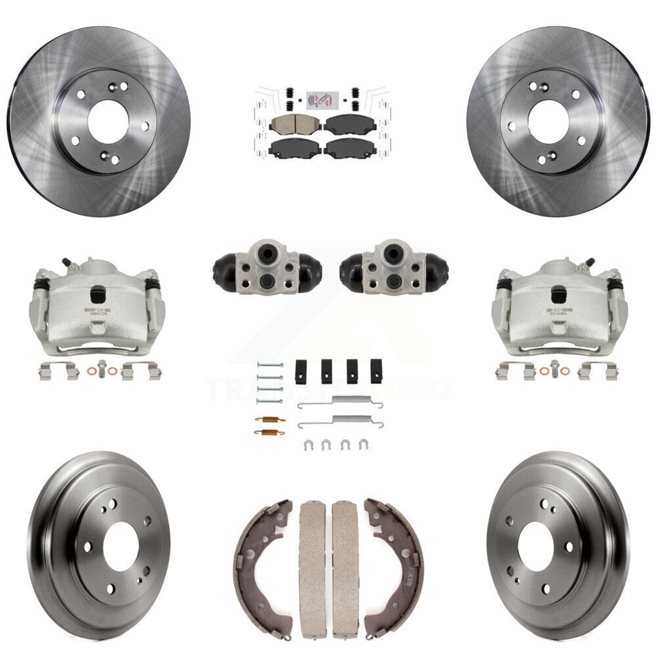 Front Rear Brake Caliper Rotors Drum Ceramic Pad Shoe Cylinder & Hardware Kit (11Pc) For KC8-103312N