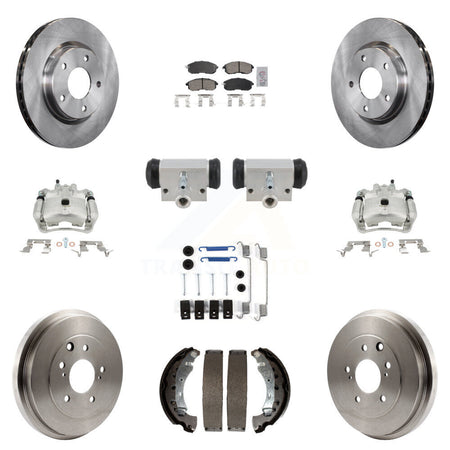 Front Rear Brake Caliper Rotors Drum Ceramic Pad Shoe Cylinder & Hardware Kit (11Pc) For KC8-103316N