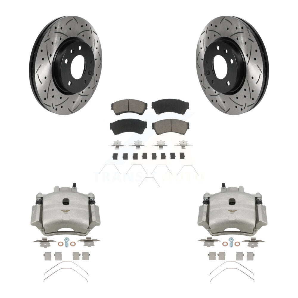 Front Brake Caliper Drill Slot Rotor Ceramic Pad Kit For Ford Fusion Mazda 6 Lincoln MKZ KCD-100001C