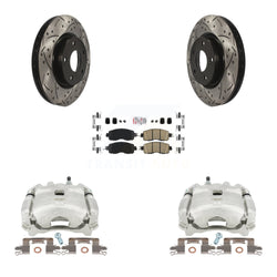 Front Disc Brake Coated Caliper Drilled Slotted Rotors And Ceramic Pads Kit For Nissan Altima KCD-100001N