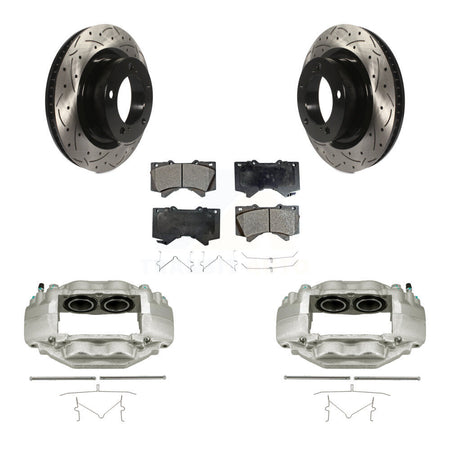 Front Brake Coated Caliper Drill Slotted Rotor Ceramic Pad Kit For Toyota Tundra Sequoia KCD-100001T