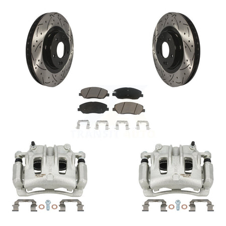 Front Brake Coated Caliper Drill Slot Rotor Ceramic Pad Kit For Hyundai Santa Fe XL 3.3L KCD-100002C