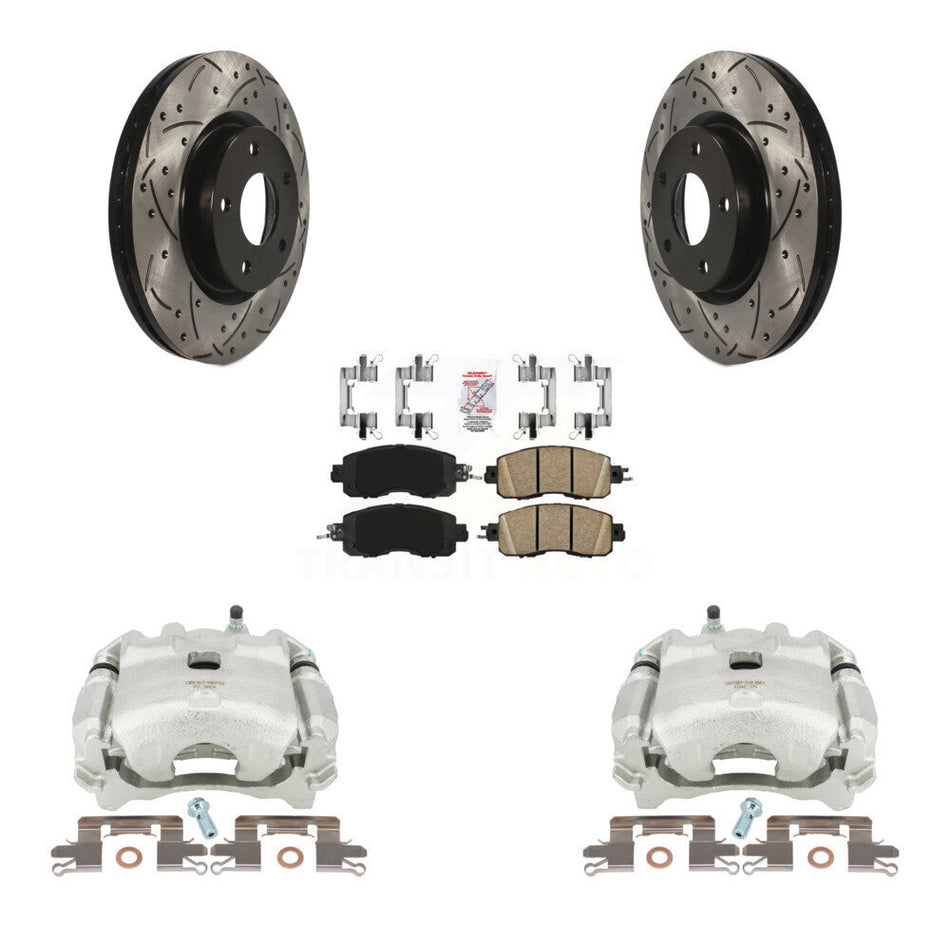 Front Disc Brake Coated Caliper Drilled Slotted Rotors And Ceramic Pads Kit For Nissan Altima KCD-100002N