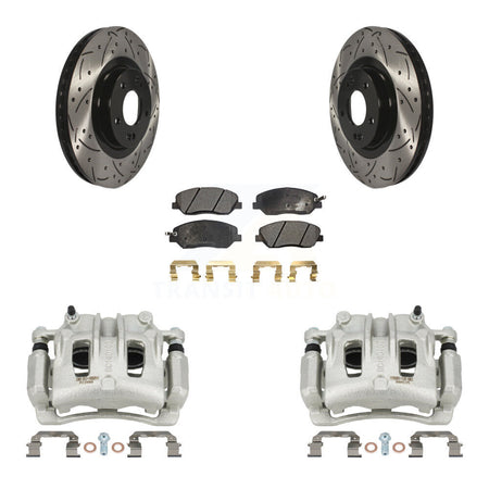 Front Brake Caliper Drill Slot Rotors Semi-Metallic Pad Kit For Hyundai Santa Fe XL 3.3L KCD-100002P
