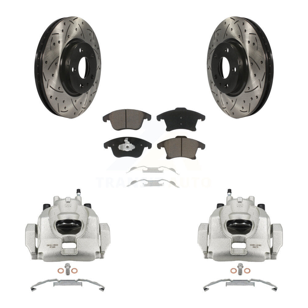 Front Brake Coated Caliper Drill Slot Rotors Ceramic Pad Kit For Ford Fusion Lincoln MKZ KCD-100003C