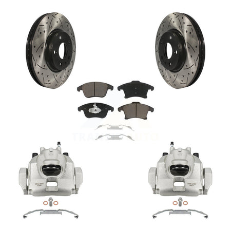 Front Brake Coated Caliper Drill Slot Rotors Ceramic Pad Kit For Ford Fusion Lincoln MKZ KCD-100003C