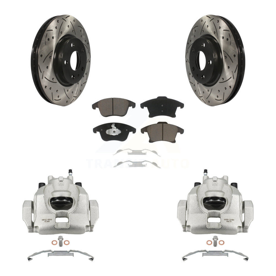 Front Brake Coated Caliper Drill Slot Rotors Ceramic Pad Kit For Ford Fusion Lincoln MKZ KCD-100003C