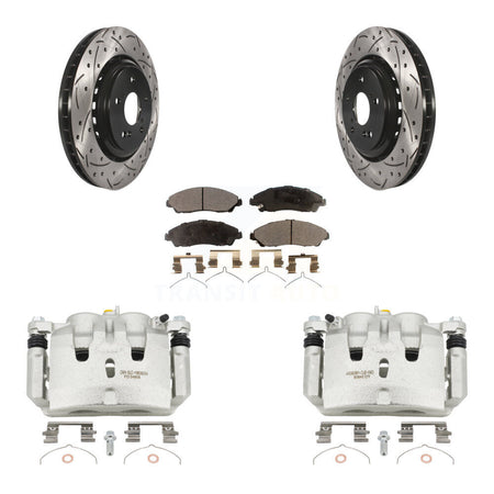 Front Disc Brake Coated Caliper Drill Slot Rotor Ceramic Pad Kit For 2014-2016 Acura MDX KCD-100005T