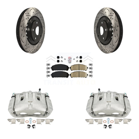 Front Disc Brake Coated Caliper Drilled Slotted Rotors And Ceramic Pads Kit For Toyota Highlander Sienna Lexus RX350 KCD-100007N by Transit Auto