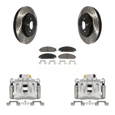 Front Brake Coat Caliper Drill Slot Rotor Ceramic Pad Kit For Chrysler 300 Dodge Charger KCD-100008C