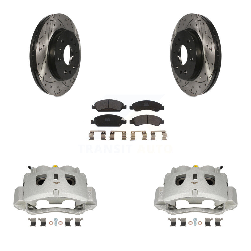 Front Brake Caliper Drill Slot Rotors Semi-Metallic Pad Kit For 16 Chevrolet Suburban HD KCD-100010P
