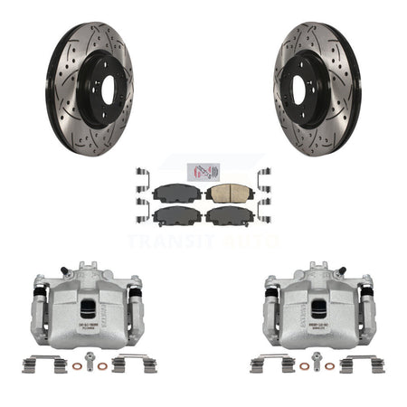 Front Brake Coat Caliper Drill Slot Rotor Ceramic Pad Kit For 2002-2006 Acura RSX Type-S KCD-100011N