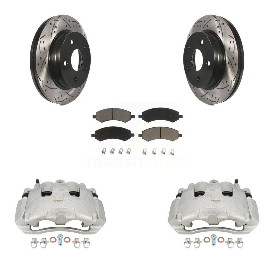 Front Disc Brake Coated Caliper Drilled Slotted Rotors And Ceramic Pads Kit For Dodge Ram 1500 KCD-100012C