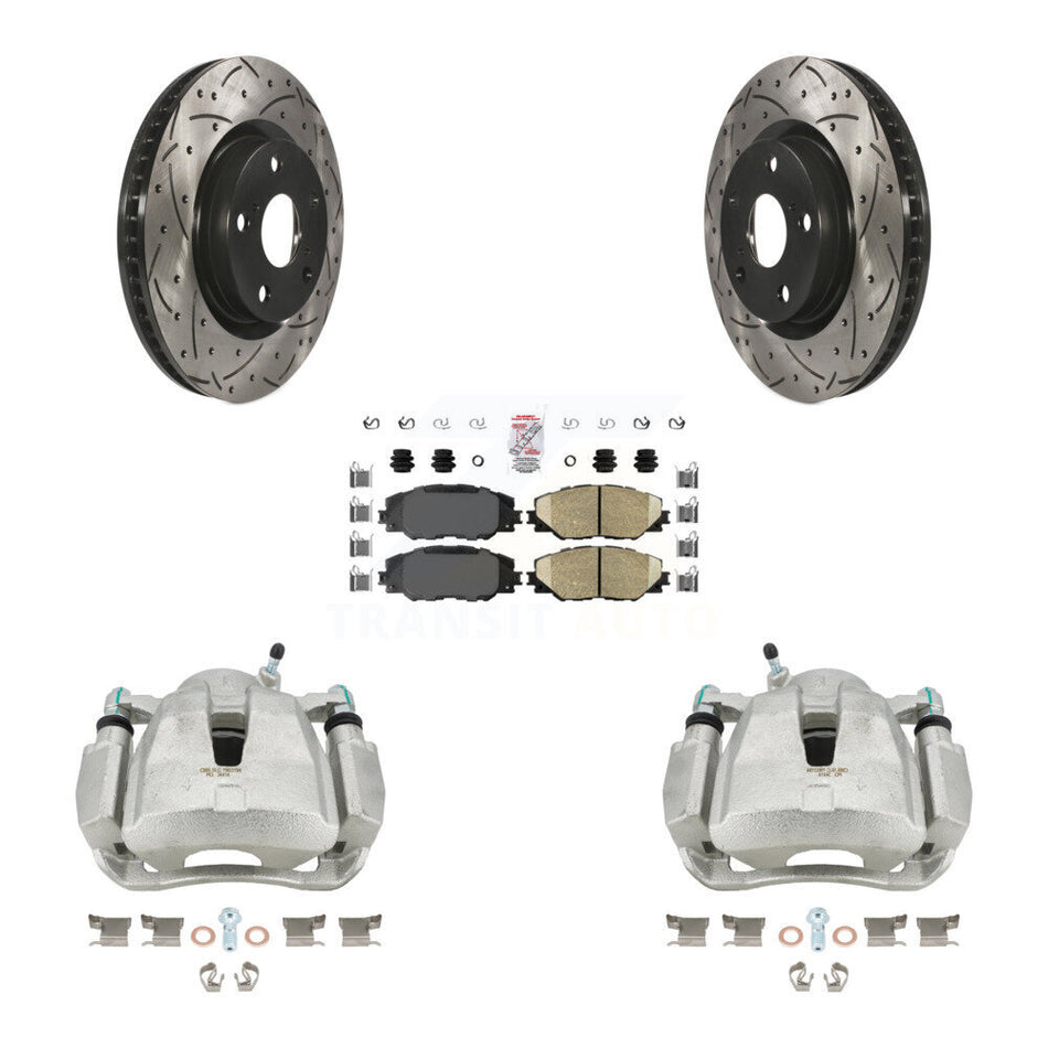 Front Disc Brake Coated Caliper Drilled Slotted Rotors And Ceramic Pads Kit For Toyota RAV4 Scion tC Matrix Pontiac Vibe Corolla iM Mirai KCD-100013N