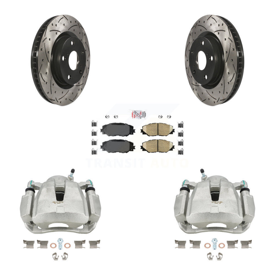 Front Disc Brake Coated Caliper Drilled Slotted Rotors And Ceramic Pads Kit For Toyota RAV4 Scion tC Matrix Pontiac Vibe Corolla iM Mirai KCD-100014N