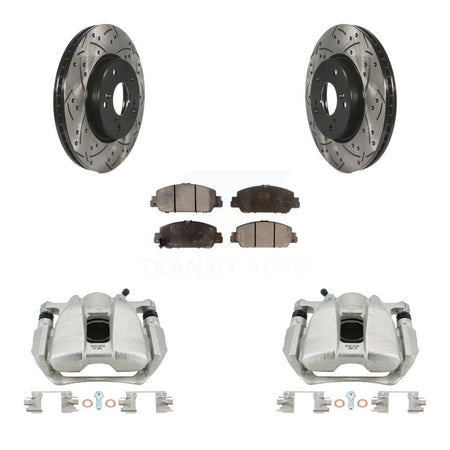 Front Disc Brake Coated Caliper Drilled Slot Rotor Ceramic Pad Kit For Honda HR-V Accord KCD-100015T